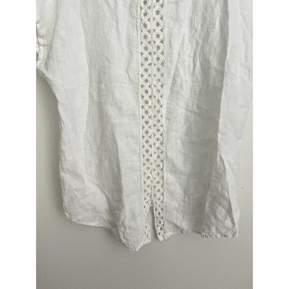 Terzo Millennio 100% Linen White Lace Crochet Tunic Top S Coastal Lagenlook - Picture 4 of 6